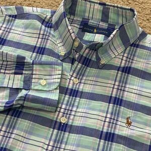 Polo Ralph Lauren Shirt Mens XL Multicolor Plaid Oxford Button Down Pony